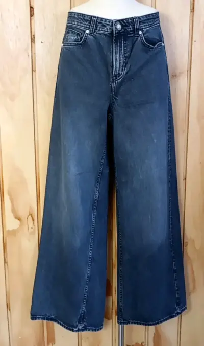 Jeans anchos de mezclilla azul talla 36 - miniatura 1