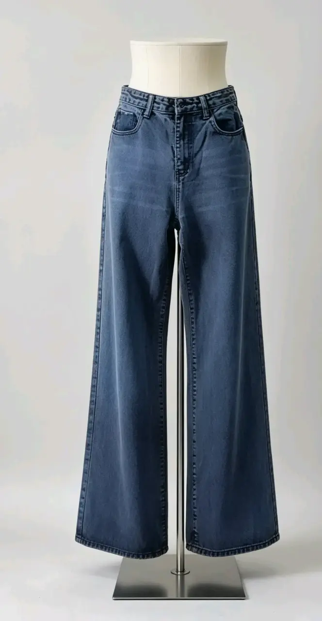 Jeans anchos de mezclilla azul talla 36 - 2