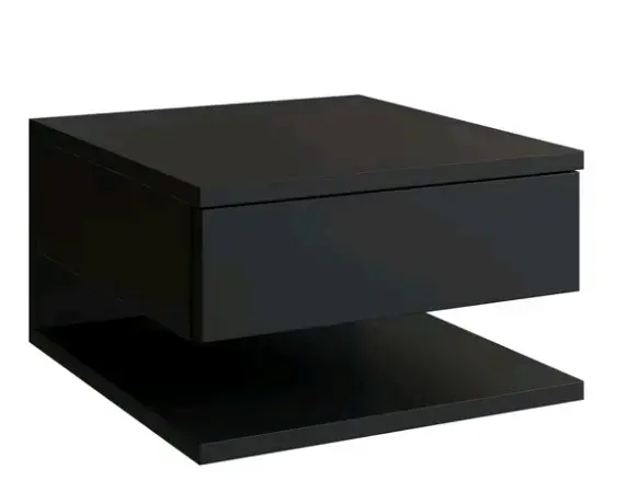 Mesa de noche flotante negra con cajón - 2