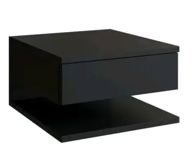Mesa de noche flotante negra con cajón - miniatura 2