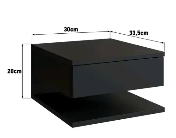 Mesa de noche flotante negra con cajón - 3