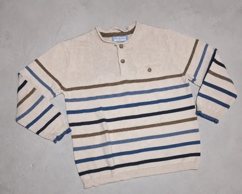 Suéter de rayas para hombre beige y azul
