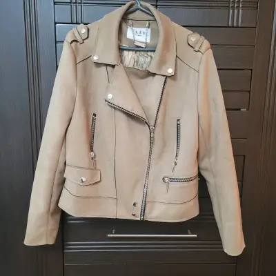 Chaqueta de gamuza beige con cierre Elle - miniatura 1
