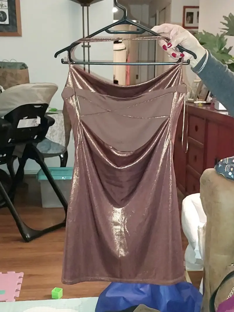 Vestido fiesta brillante cobre - 1