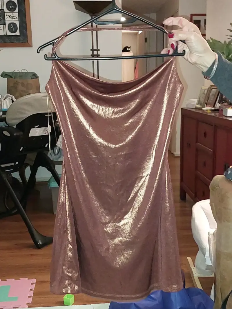 Vestido fiesta brillante cobre - 2