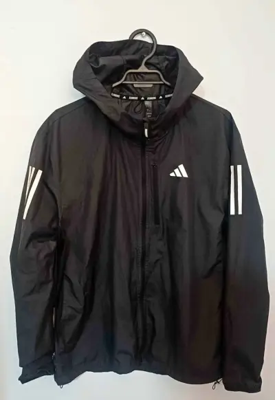 Chaqueta running negra con capucha Adidas - miniatura 1
