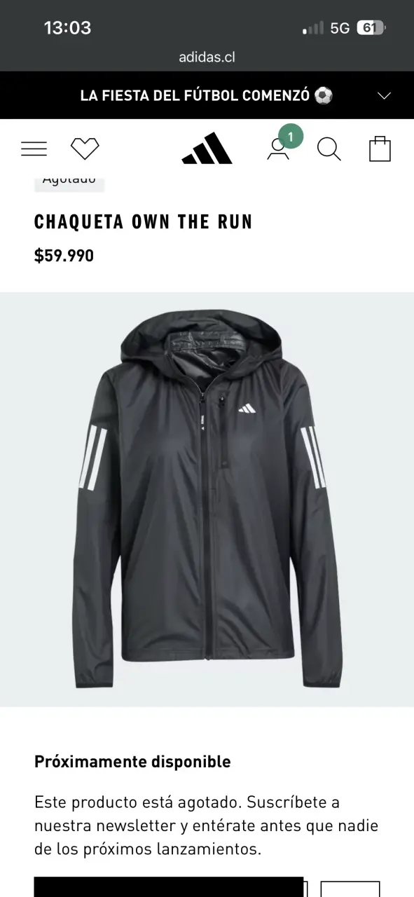 Chaqueta running negra con capucha Adidas - 4