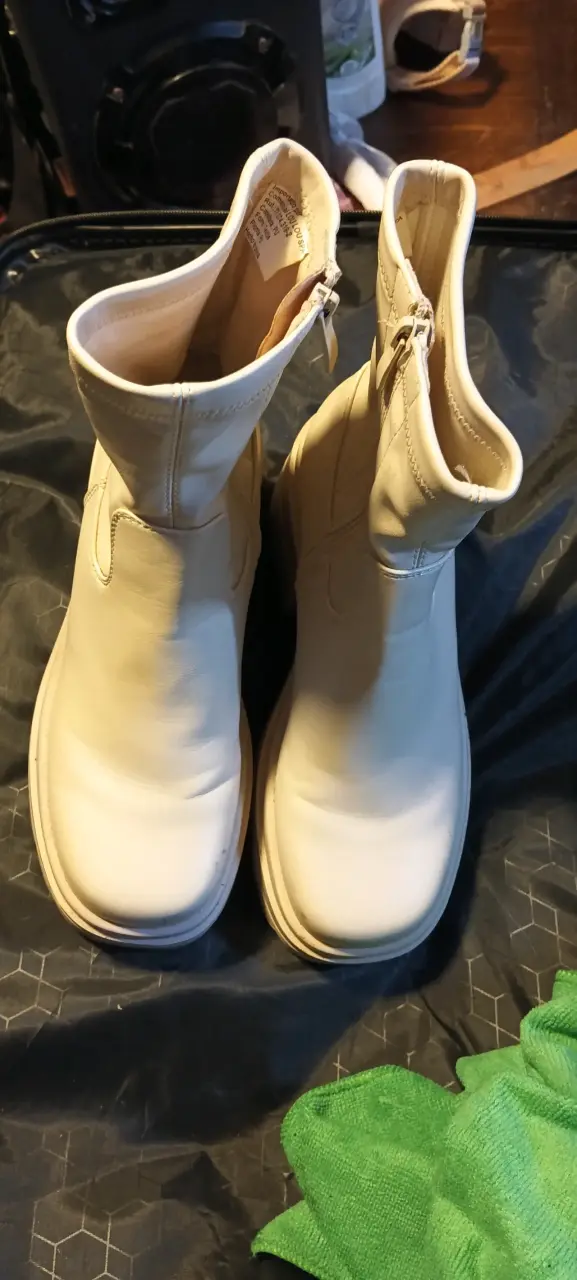 Botines de cuero beige con plataforma - 2