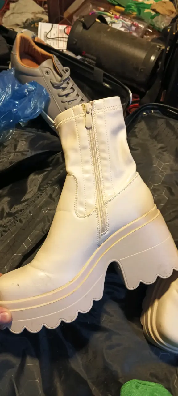 Botines de cuero beige con plataforma - 3