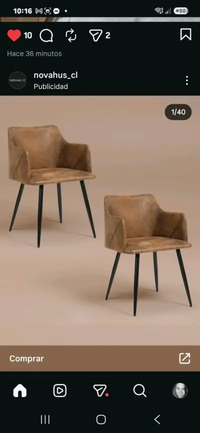 Sillas de comedor modernas en cuero sintético - miniatura 1
