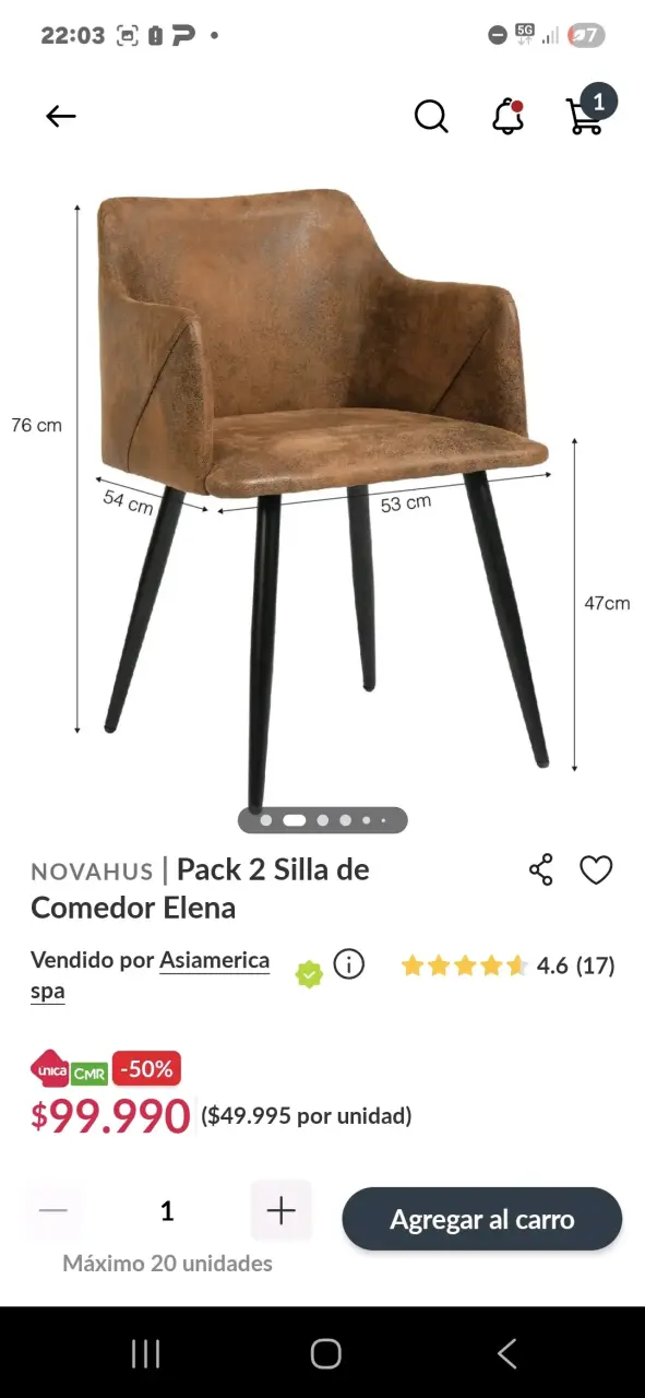 Sillas de comedor modernas en cuero sintético - 3