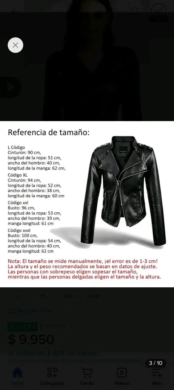 Chaqueta negra tipo biker nueva Horma chica - 2
