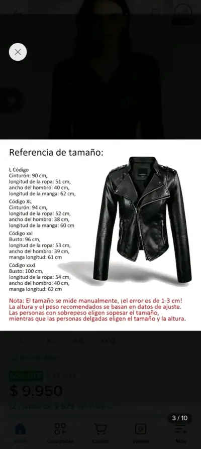 Chaqueta negra tipo biker nueva Horma chica - miniatura 2