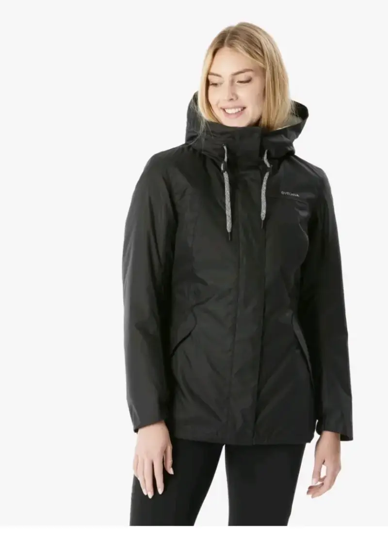 Chaqueta impermeable negra Quechua para mujer - 1