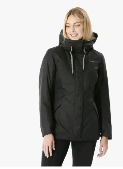 Chaqueta impermeable negra Quechua para mujer - miniatura 1