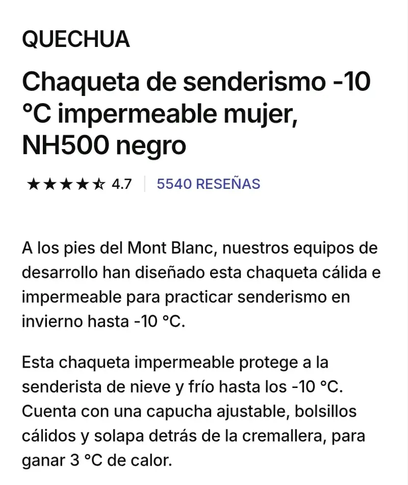 Chaqueta impermeable negra Quechua para mujer - 3