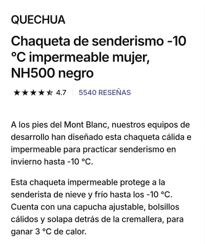 Chaqueta impermeable negra Quechua para mujer - miniatura 3