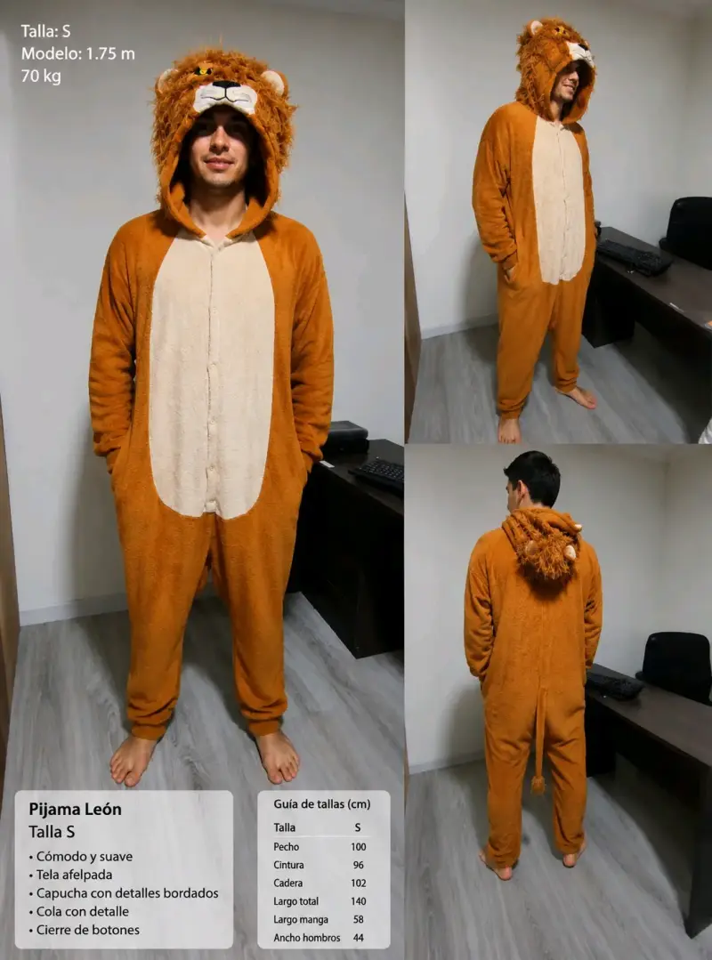 Pijama enterizo de león talla S