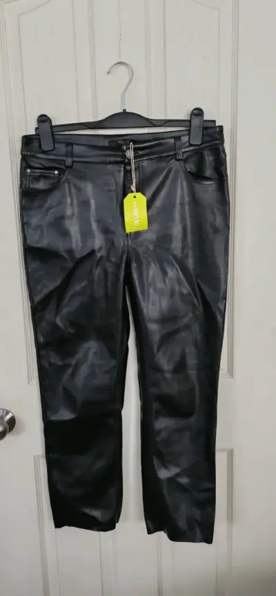 Pantalones de cuero negro Cocci para mujer - miniatura 1
