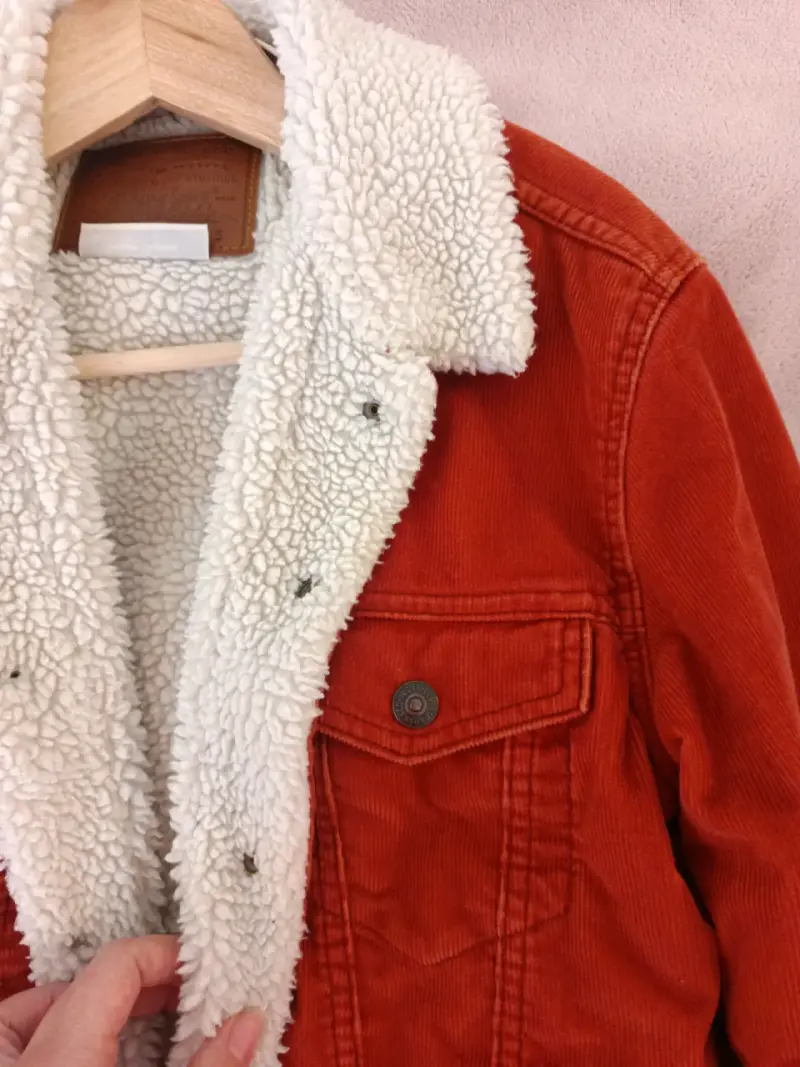 Chaqueta de pana roja con forro de borrego - 3