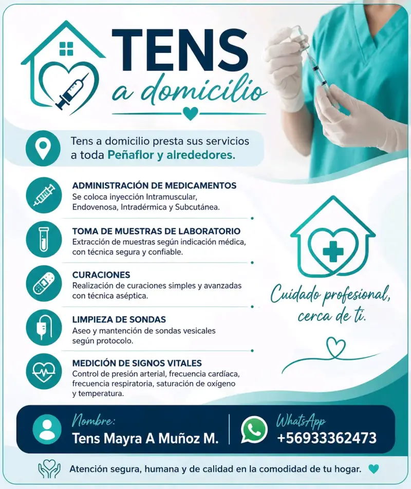 Servicios de TENS a domicilio en Peñaflor