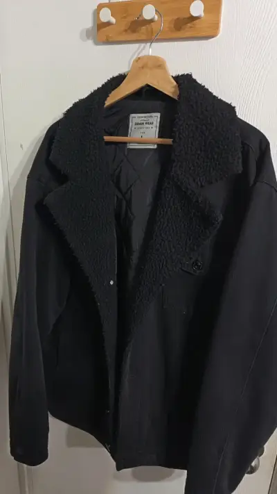 Chaqueta de mezclilla negra con forro de lana - miniatura 1