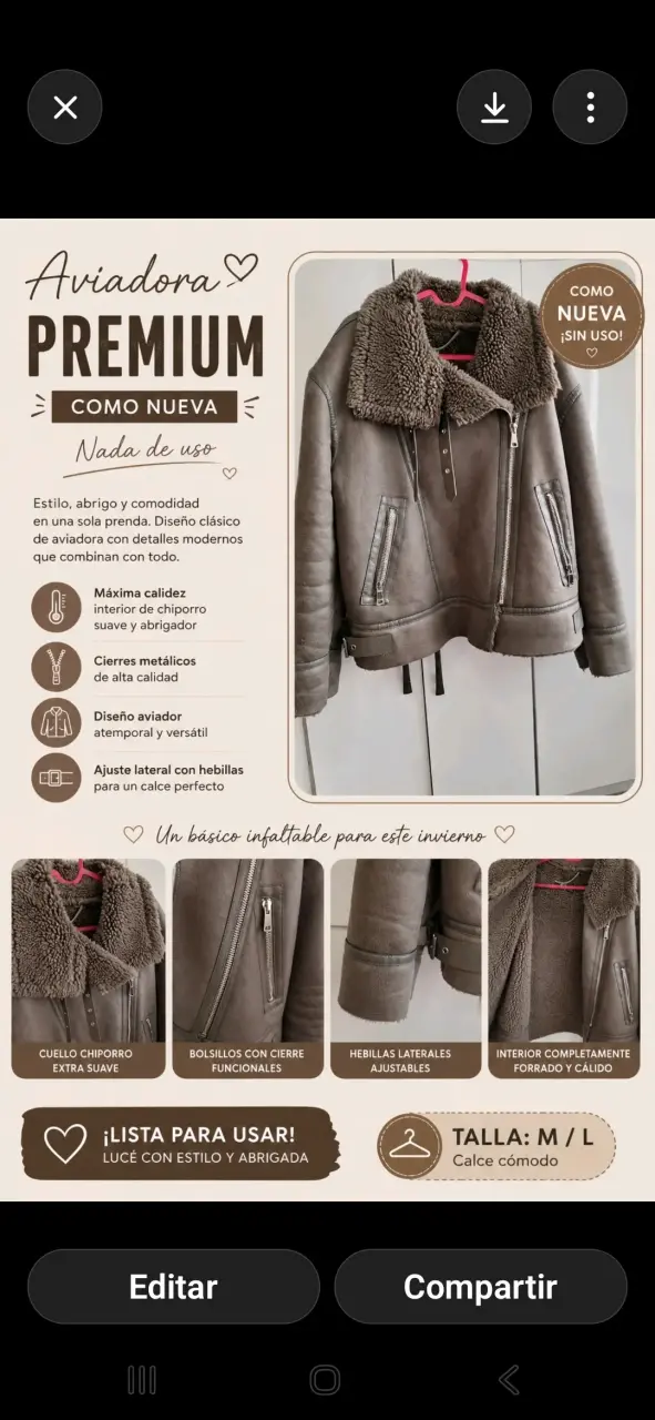 Chaqueta aviadora premium chiporro marrón