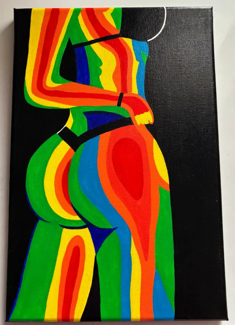 Cuadro abstracto colorido en lienzo