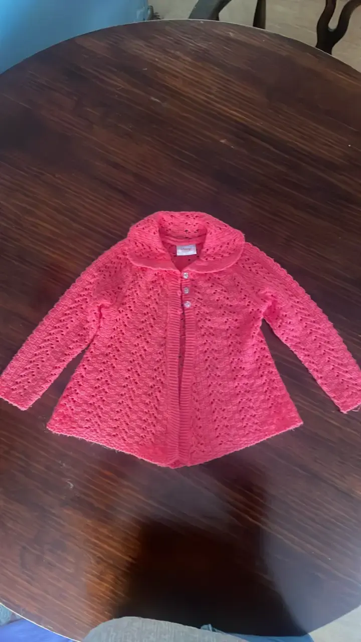 Chaqueta de punto rosa para niña - 1