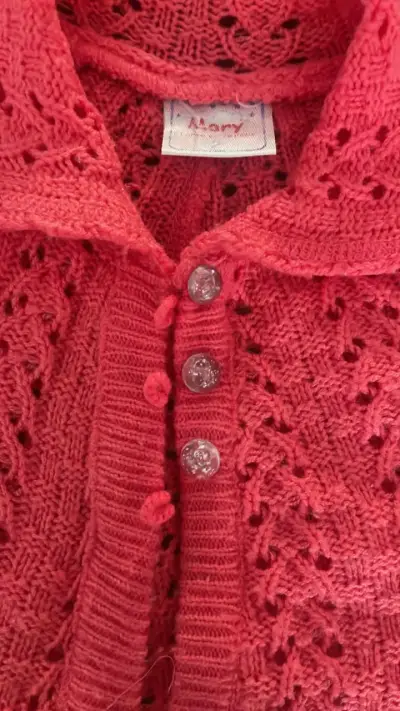 Chaqueta de punto rosa para niña - miniatura 3