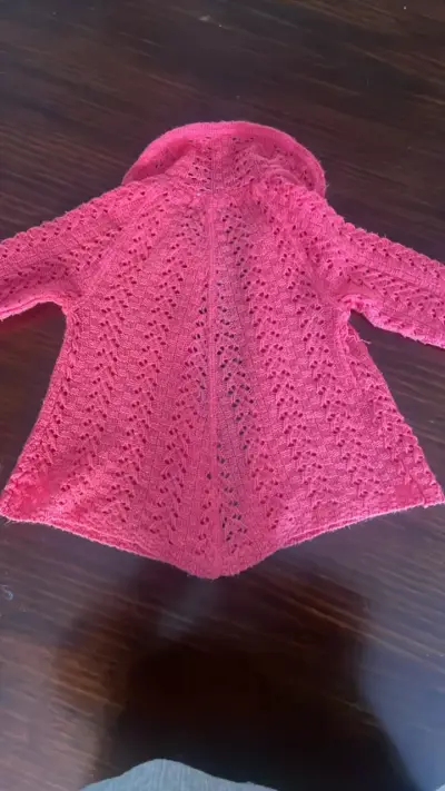 Chaqueta de punto rosa para niña - miniatura 4
