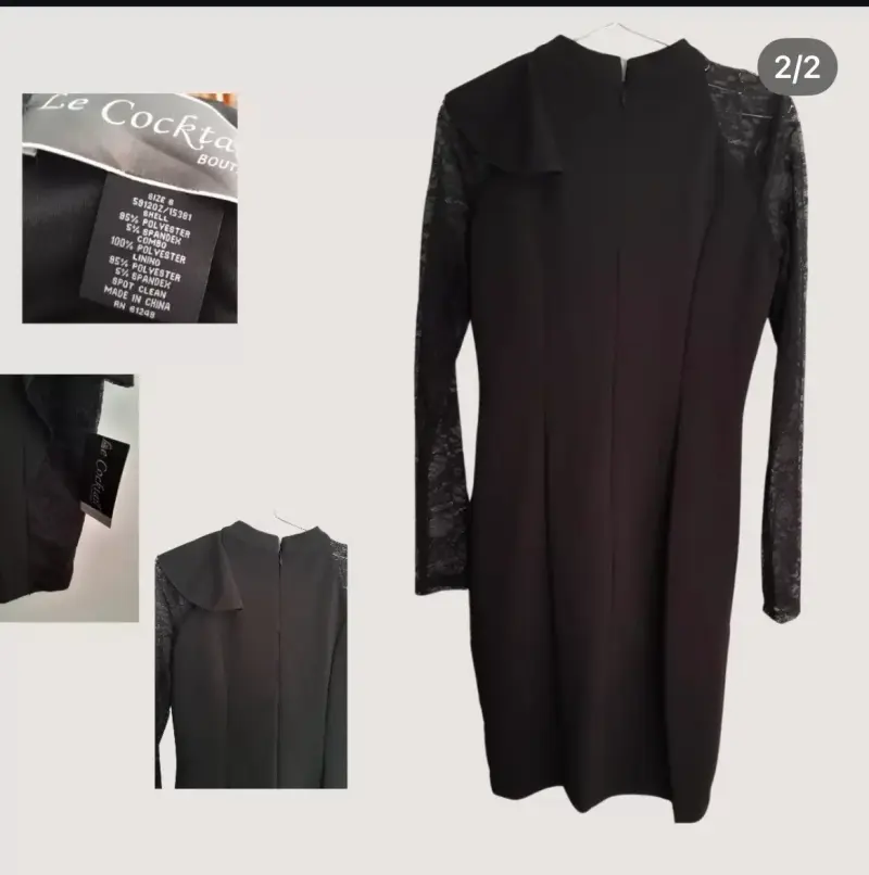 Vestido negro con encaje y volantes - 2