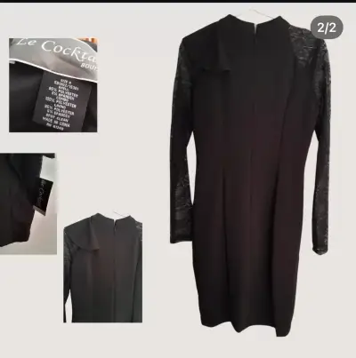 Vestido negro con encaje y volantes - miniatura 2