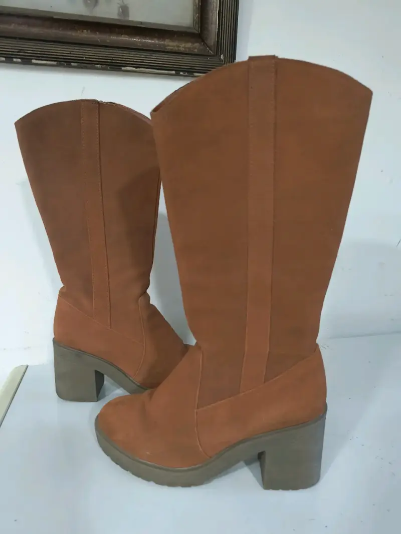 Botas de cuero Reno marrón con tacón alto - 1