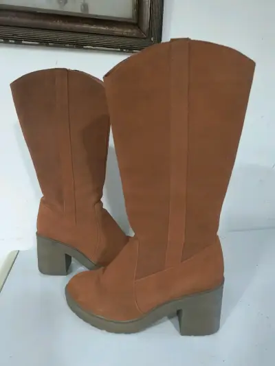 Botas de cuero Reno  marrón con tacón alto - miniatura 1