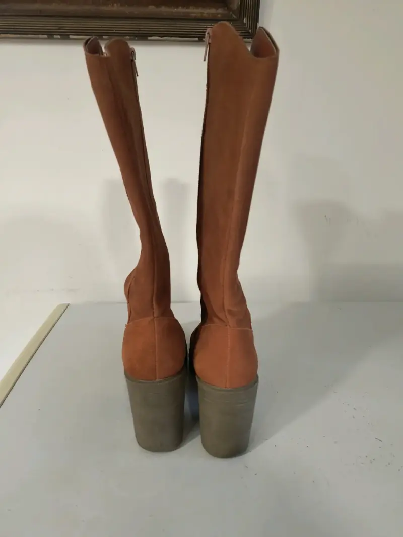 Botas de cuero Reno marrón con tacón alto - 3