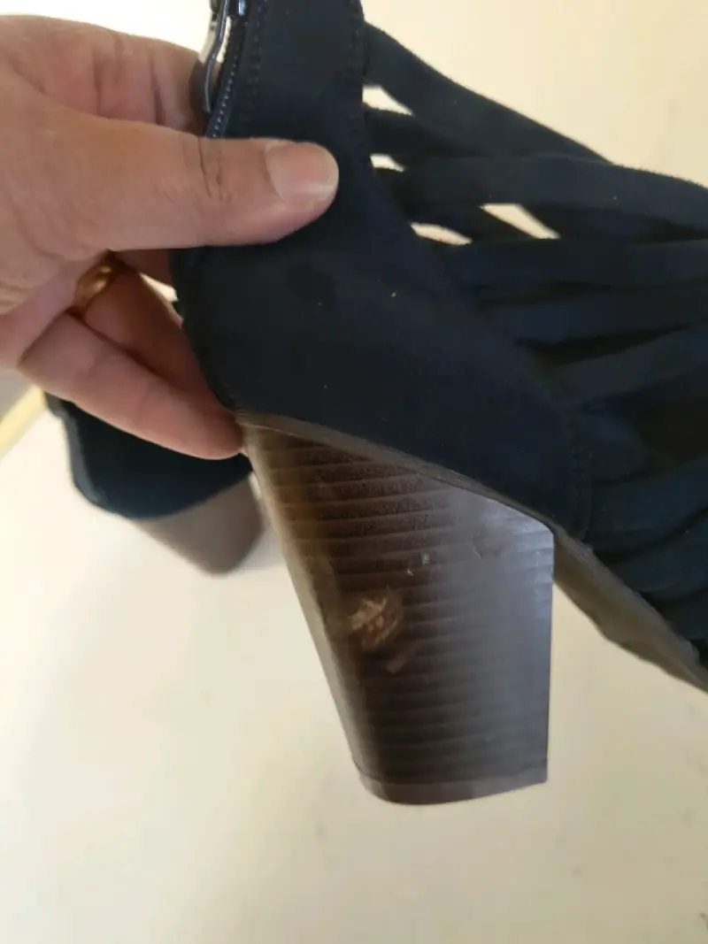 Botines de gamuza azul con tacón grueso - 5