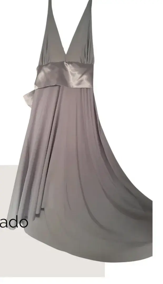 Vestido largo de fiesta gris elegante - 1