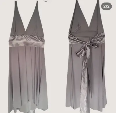 Vestido largo de fiesta gris elegante - miniatura 2