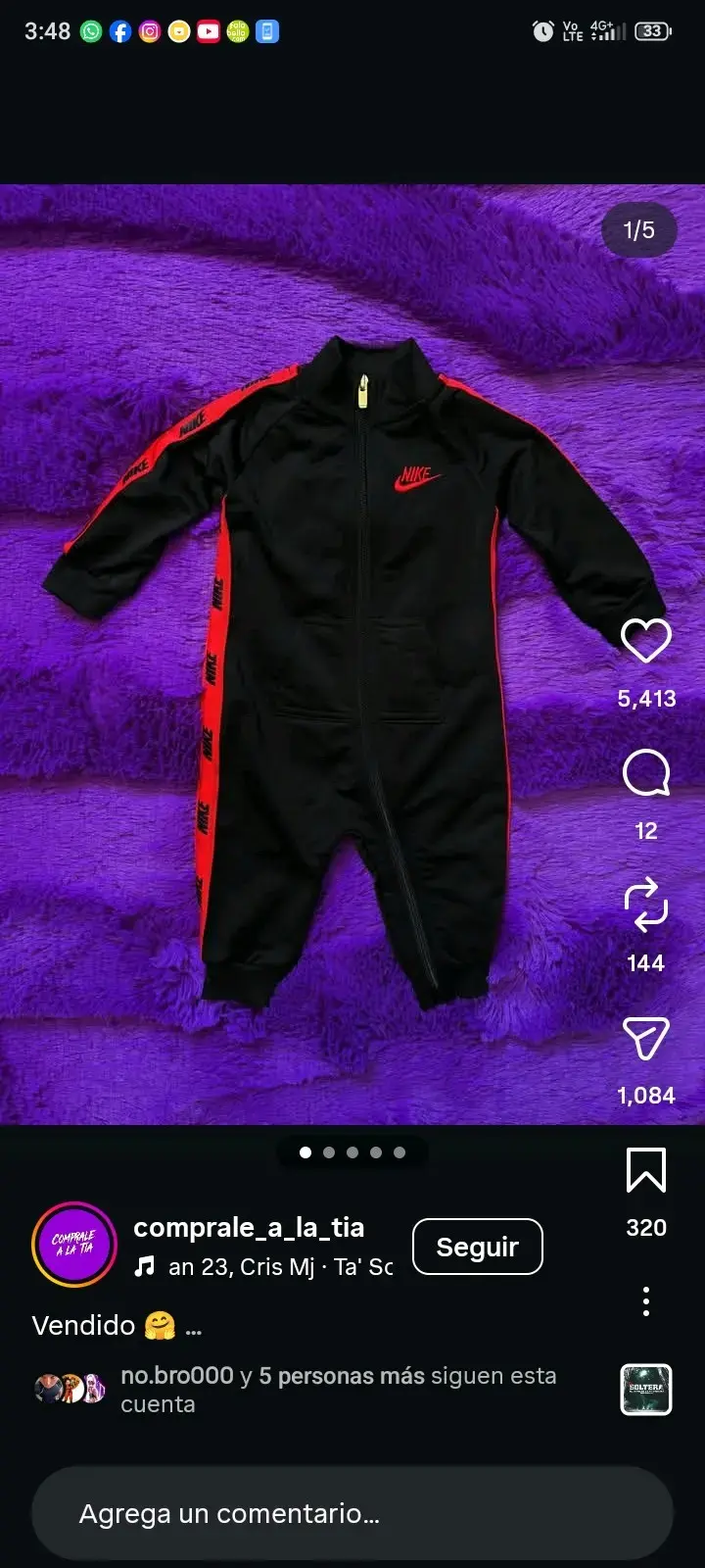 Enterito deportivo Nike para bebé