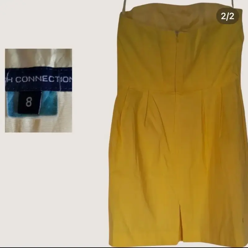 Vestido corto amarillo strapless - 2
