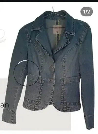 Chaqueta de mezclilla azul para mujer - miniatura 1