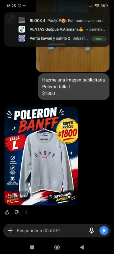 Polerón negro cómodo y con estilo TD - miniatura 2