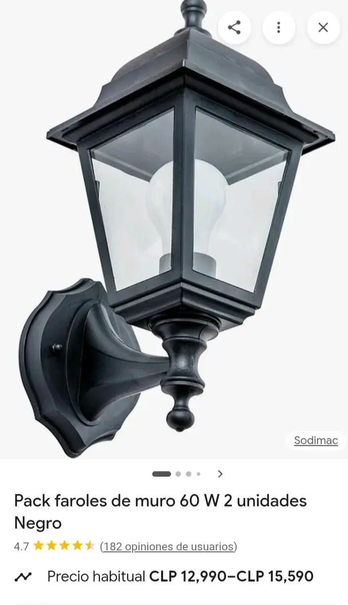 Pack de faroles de muro negro 60W - 1