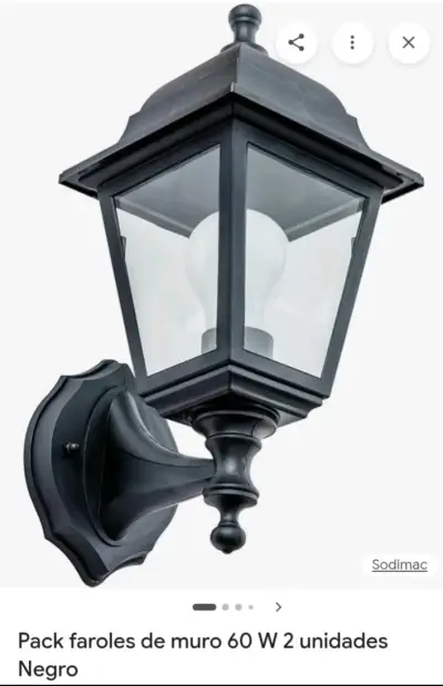 Pack de faroles de muro negro 60W - miniatura 3