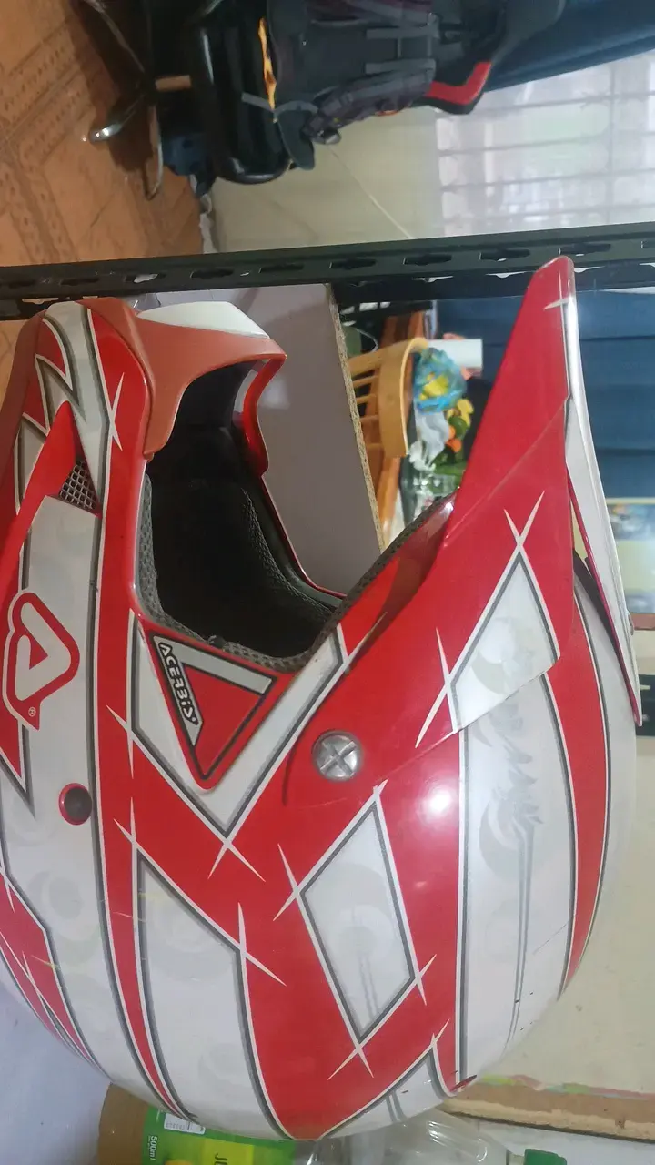 Casco de motocross Acerbis rojo y blanco