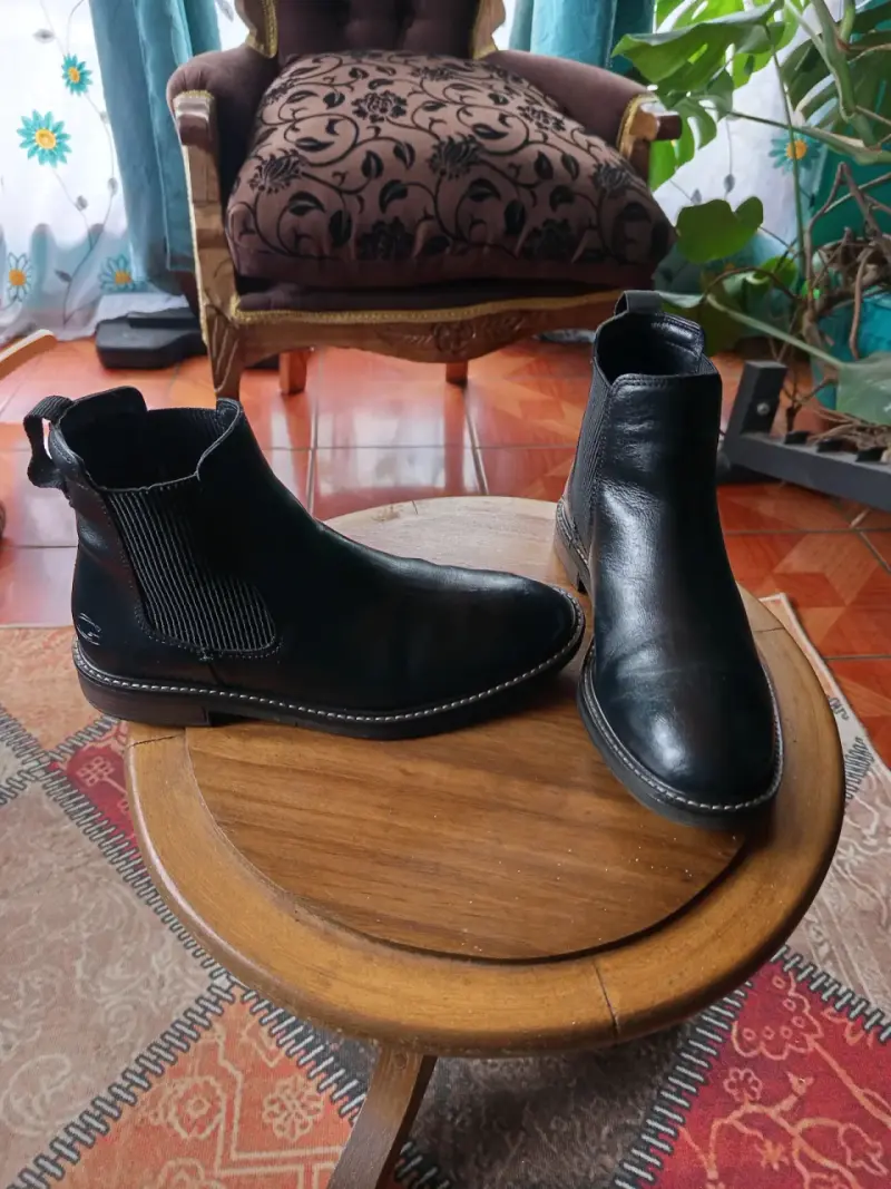 Botines de cuero negro para hombre - 1