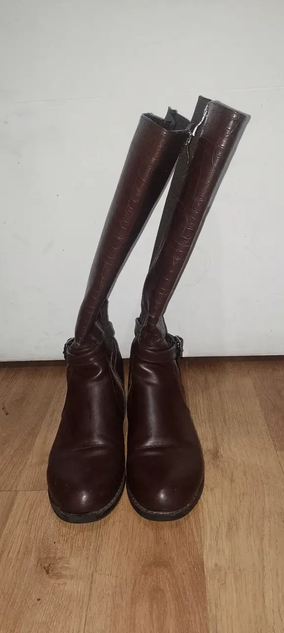 Botas largas de eco cuero marrón para mujer - 3