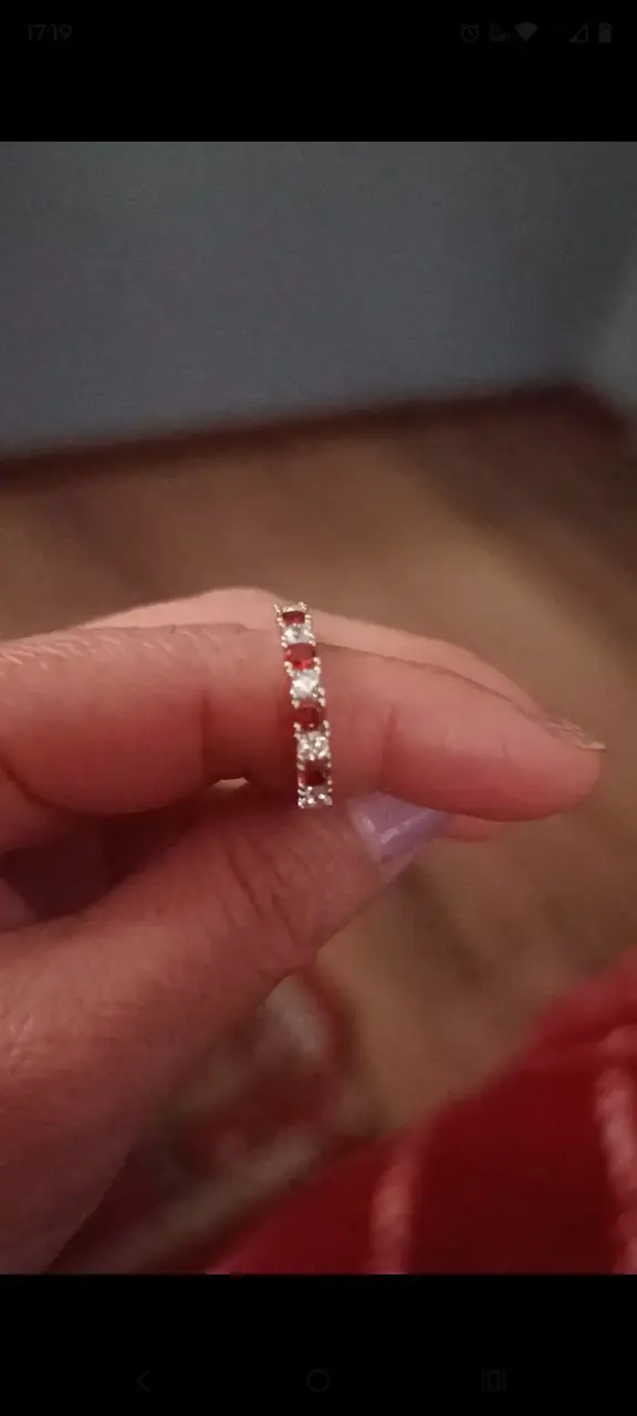 Anillo de plata circones granate y blancas. - 2
