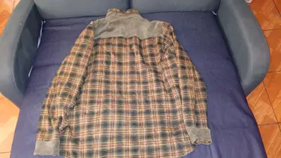Chaqueta de pana verde con forro a cuadros - miniatura 2